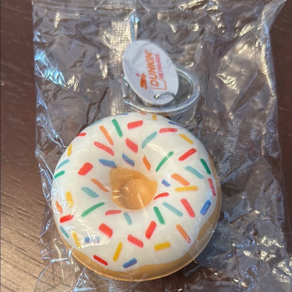 Dunkin Donuts Keychain with Colorful Sprinkles